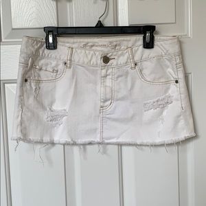 American Eagle destroyed white denim mini skirt